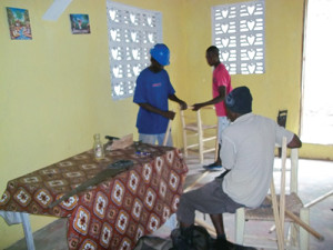 We use local workers to build simple home furnishings.  Most families sleep in a real bed for the first time!