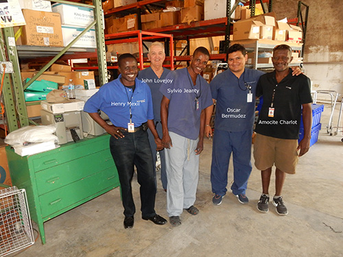 Dr. John Lovejoy, Jr. of Jacksonville, FL volunteered for one week helping the Supply Chain Management Team reorganize the Sprung building.